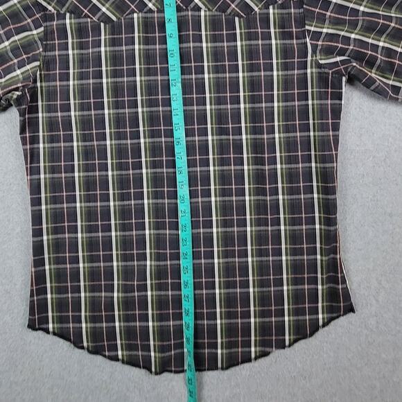 Wrangler Shirt Mens Size Large Plaid Button Down Black Pearl Snaps Long Sleeve - Picture 13 of 13